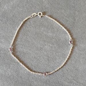 💜💎Sterling 925 Stamped Amethyst 3 Station Anklet